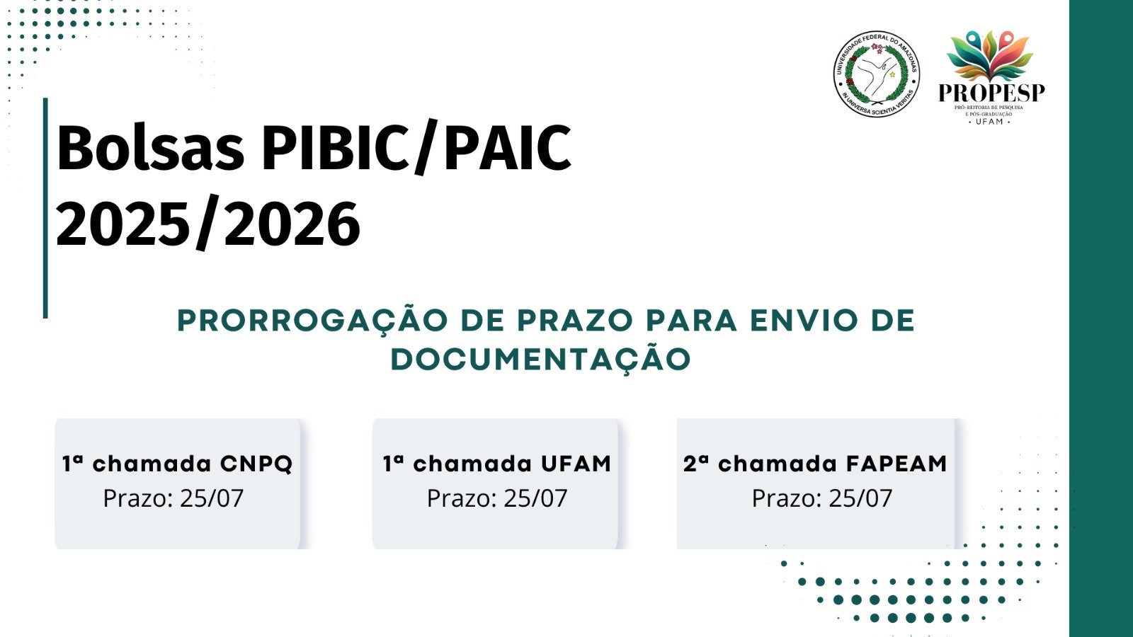 Bolsas PIBIC/PAIC 2025-2026 - Última Chamada